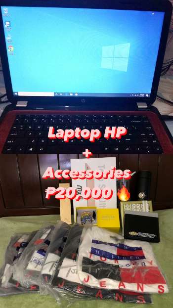 Laptop hp and Samsung table 