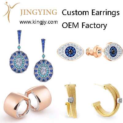 Custom earrings gold plated silver jewelry supplier and wholesaler photo