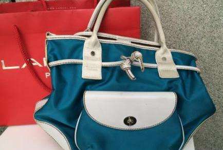 LANCEL Paris Blue and White Handbag
