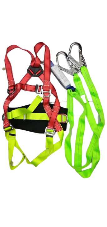 Full Body Harness Bighook Double Lanyard With Shock Absorber And Back Support