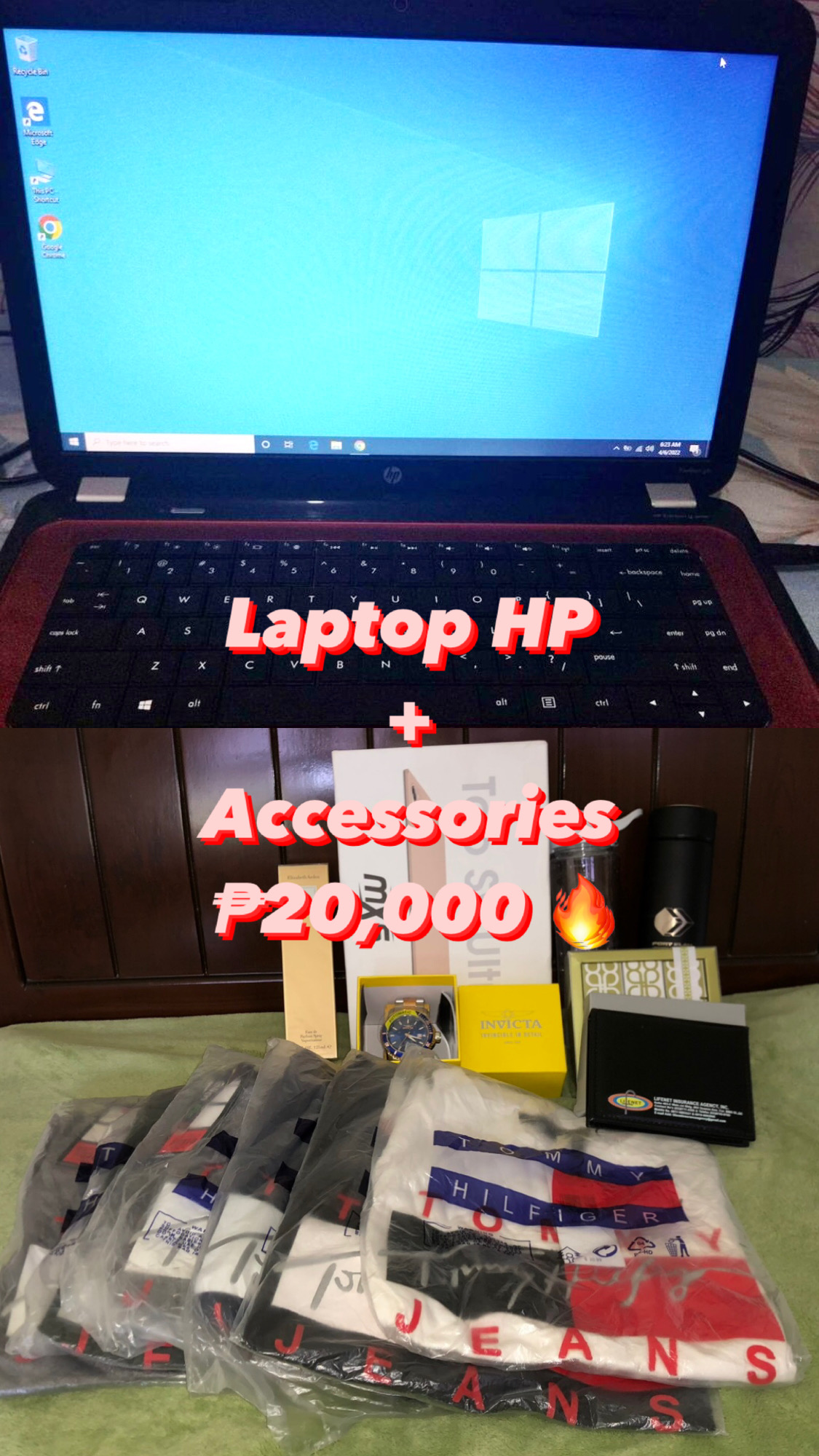 Laptop hp and Samsung table  photo